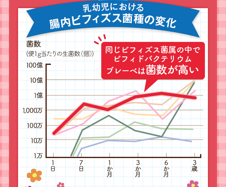 乳幼児における腸内ビフィズス菌種の変化